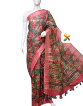 PURE LINEN DIGITAL PRINT SAREE SILK ZONE
